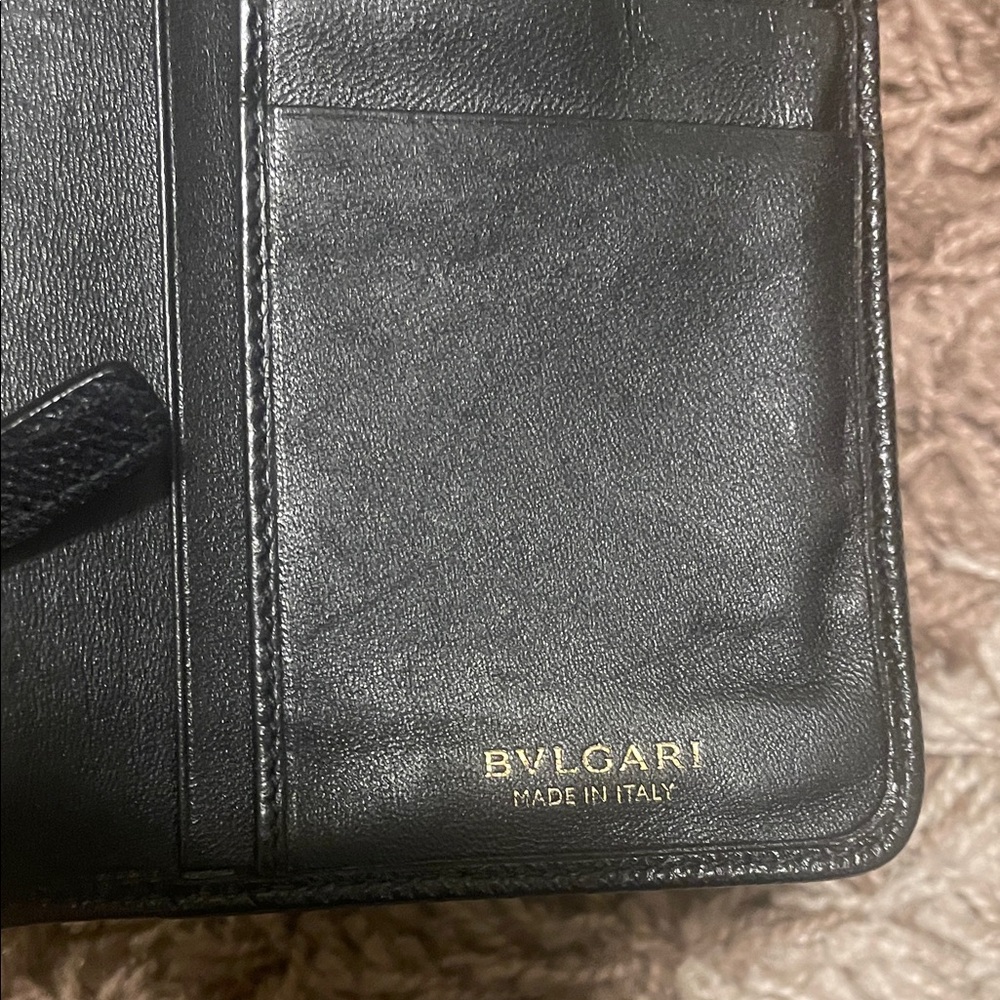 Bulgari Black Wallet with Gold Ring Detail - Picture 6 of 14